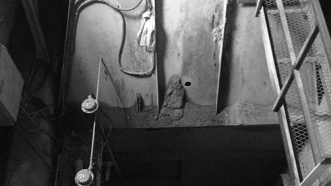 Photo from scaling the concrete factory.