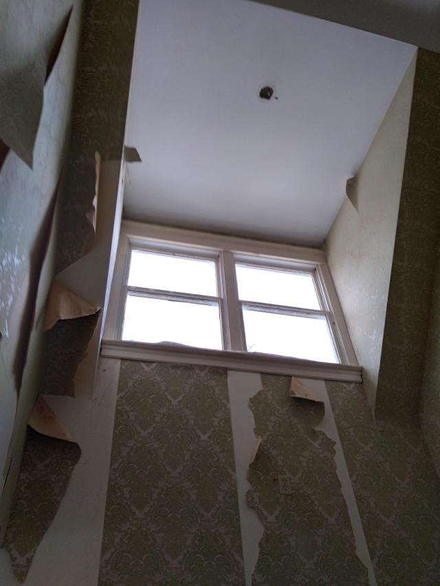 The stairwell at the back of the house.