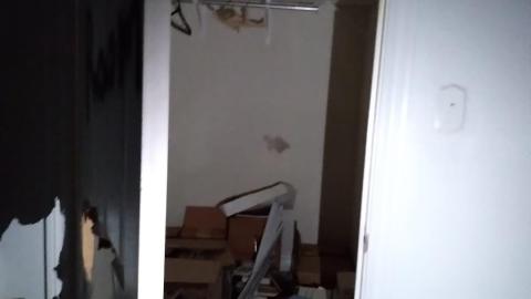 A closet in the house full of books and video game stuff.