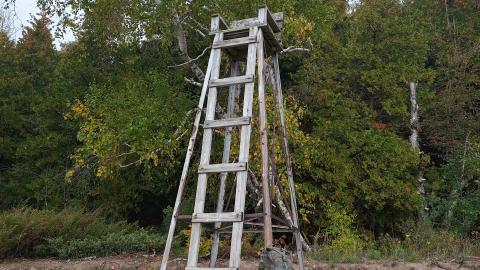 Old life guard tower  behind jail