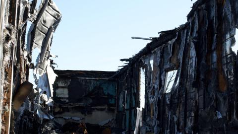 Inside the trailer, after the fire.