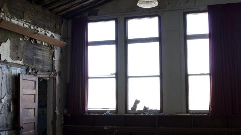 Falling roof of the main classroom.