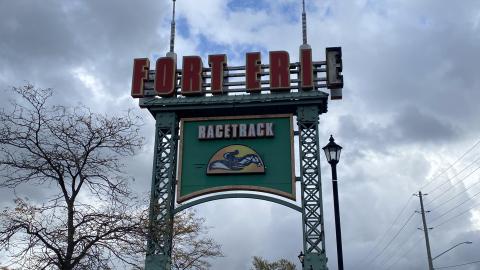 old race track sign