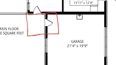 Floorplan showing no access to the house from the garage.