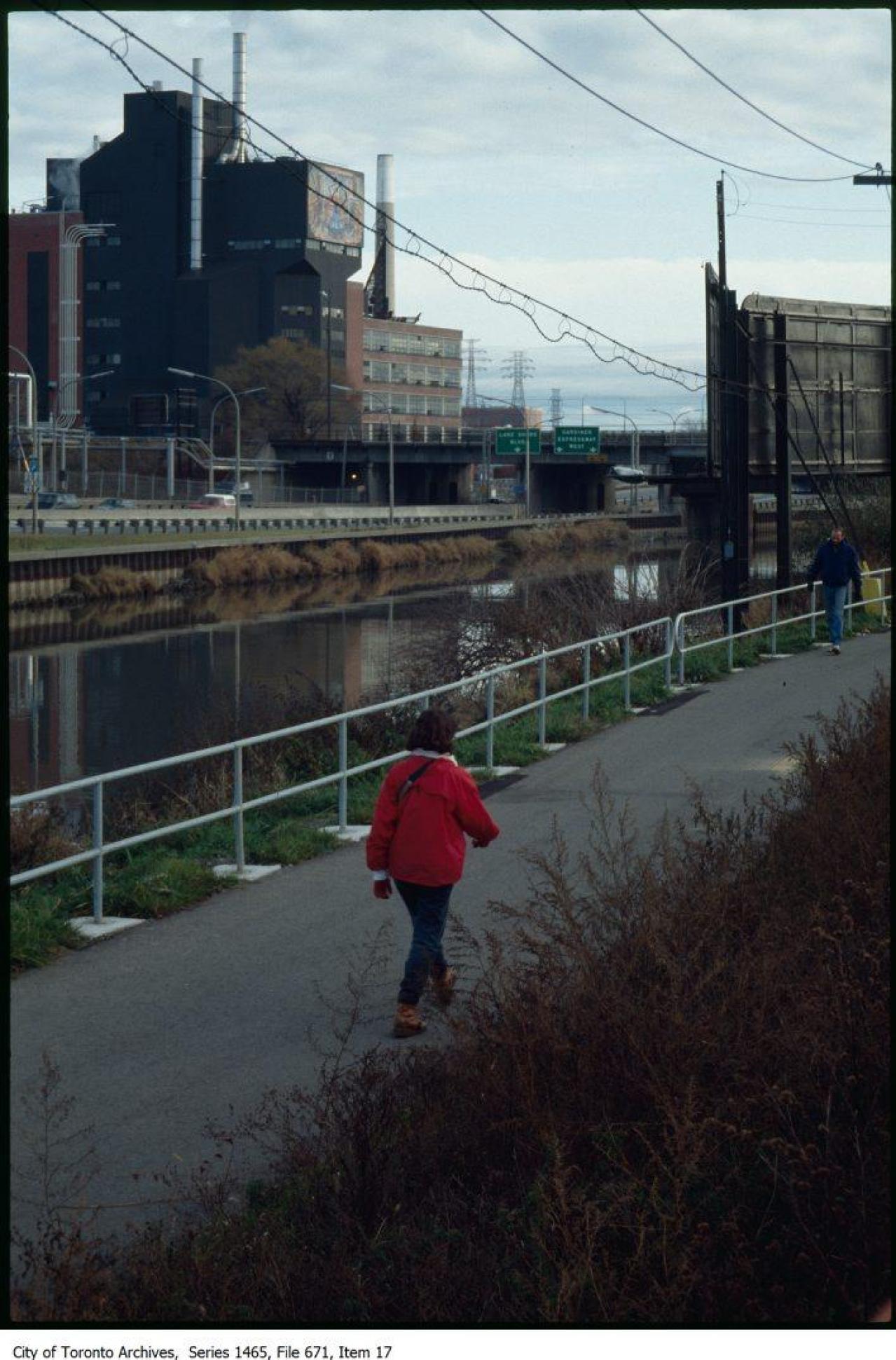 Before It Was Abandoned - Bike Path on west side of don river looking south-east to Unilever Factory.jpg