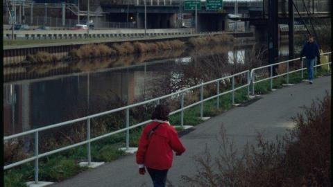 Before It Was Abandoned - Bike Path on west side of don river looking south-east to Unilever Factory.jpg