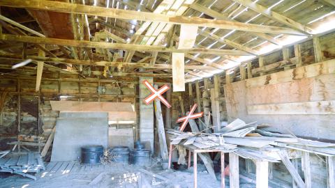 A shed located next to Elmer Merriman's home