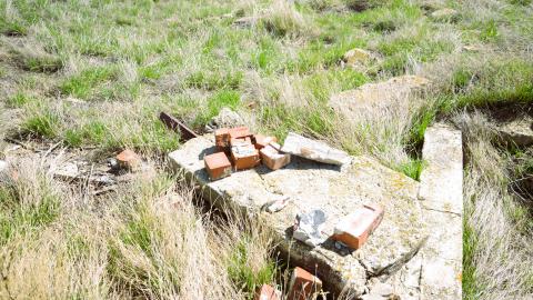 Some of the broken foundation of The Retlaw Telephone Office