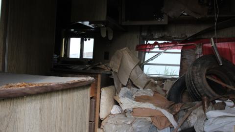 Inside the smaller trailer