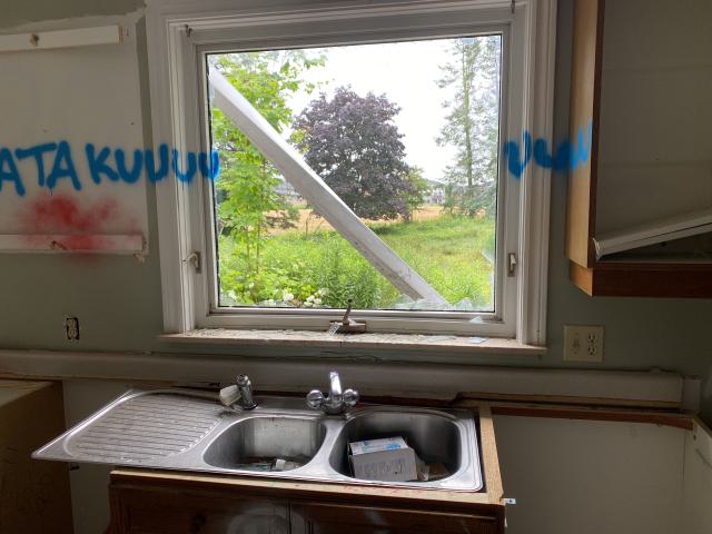 the garage door leads into the kitchen i believe.
