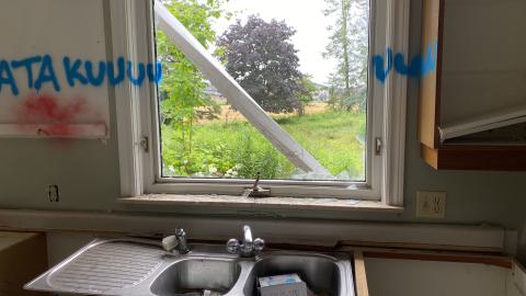 the garage door leads into the kitchen i believe.