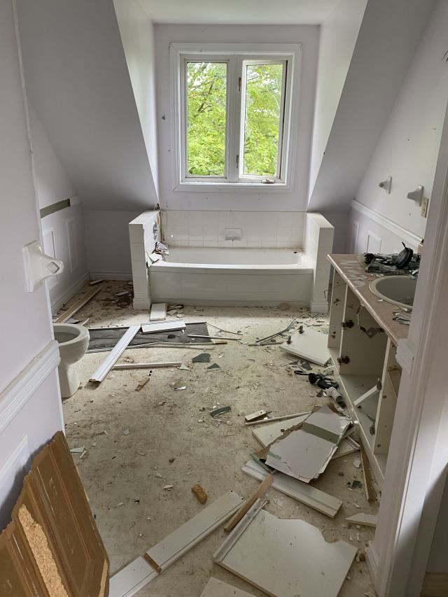 the upstairs bathroom.