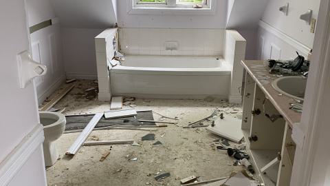 the upstairs bathroom.