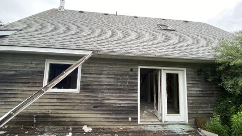 exterior shot from the backyard.