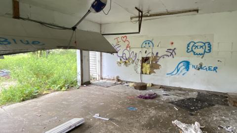 the garage we entered from.