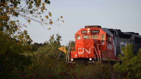 CN train dropped by, be careful around rails!