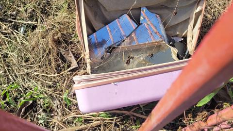 Suitcase with mirror.