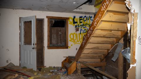 A shot of the entrance to the side house