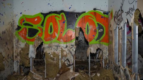 More interior damage and graffiti