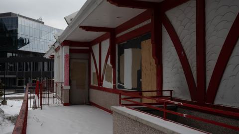 The door on the right was open during Dec. 2023