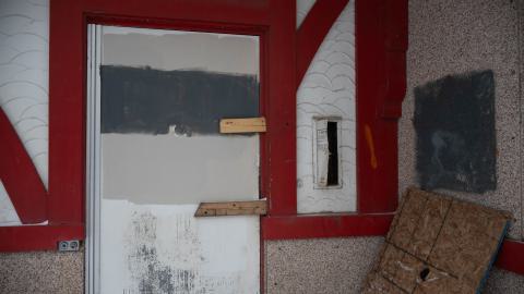 A door on the side, very lightly blocked off