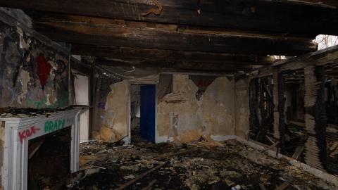 A room with a fireplace