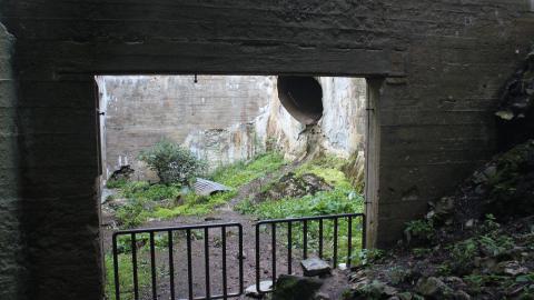 Inside the remains of the building