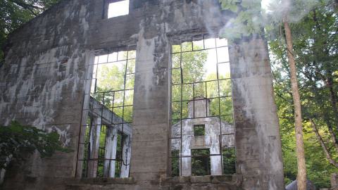 Sunlight shining through the ruins