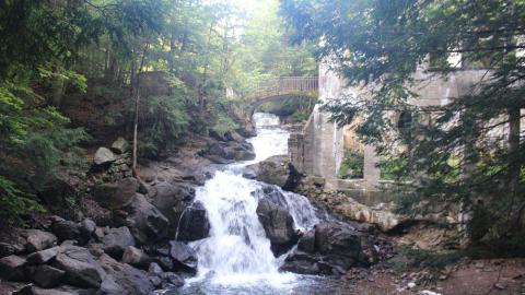 Gull view of the building and falls