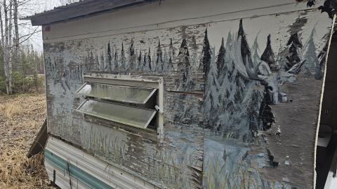 The left side of the trailer.