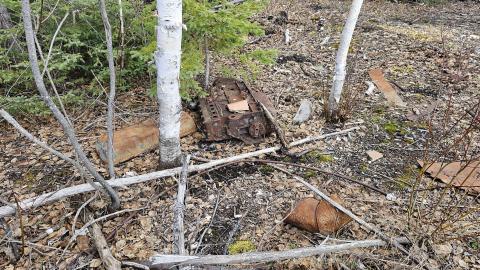 Metal debris on the ground