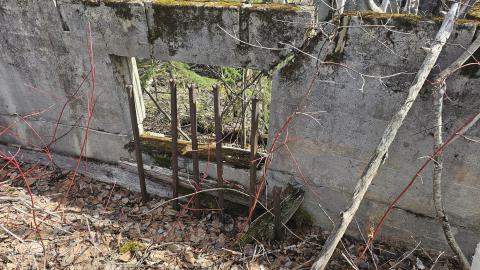 The "cookhouse" foundation window barred by old drill steels