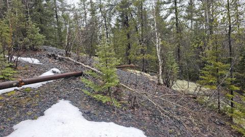 Ventilation pipes running around the portal area