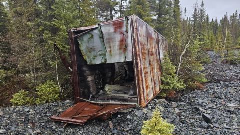 An overturned container