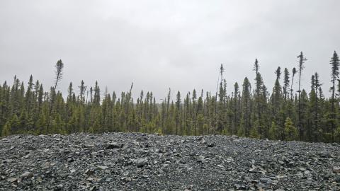 A photo from the top of the waste work pile