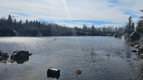 A view of the flooded pit