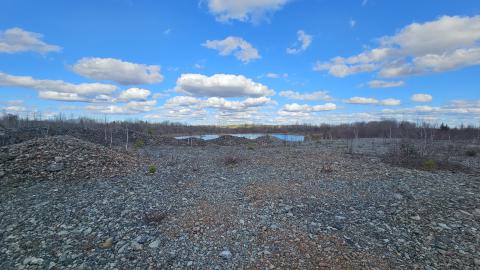 A view of the pit  and waste pile