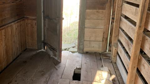 The interior of the barn