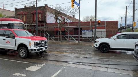 exterior with scaffolding which is relatively new