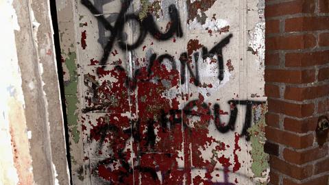 Huge barn door in basement/dungeon