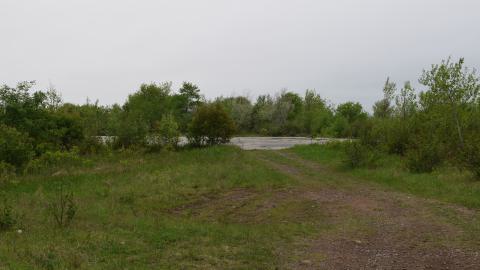 Trail up to the concrete pad