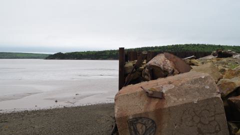 Concrete block by the dock