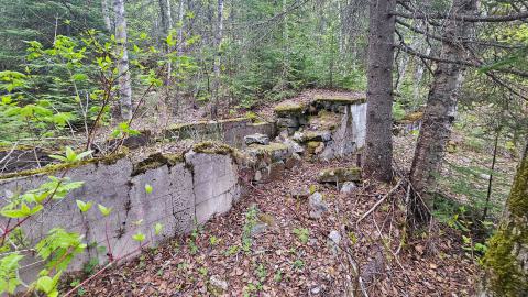 A crumbling concrete foundation