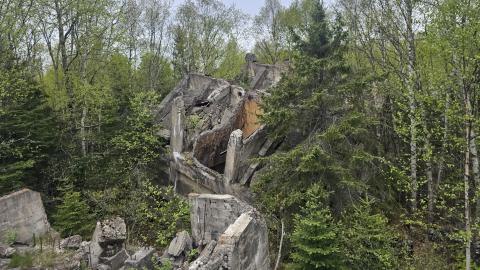 A falling concrete structure