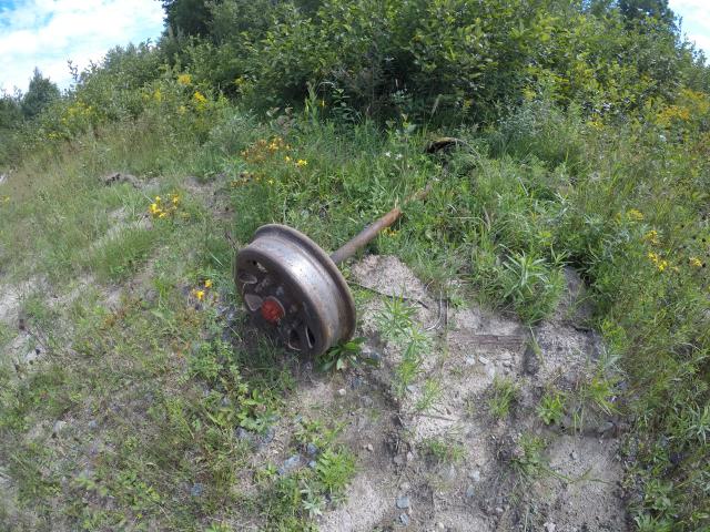 Remains of a rail speeder axle.