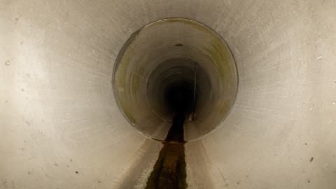 Inside the drain, taken through the grate
