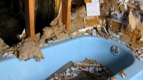 Demolished Grey Insulbrick - Niagara Falls, Ontario